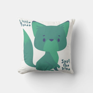 Mint och Blue Cute Baby Fox med Bible Verse Kudde
