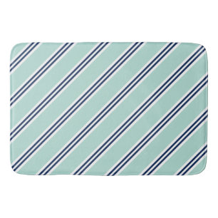 Mint och Blue Preppy Rand Mönster Badrumsmatta