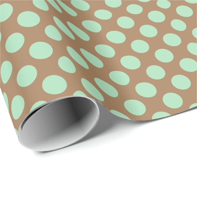 Mint och brun polkadot Mönster Presentpapper (Rullad Hörn)