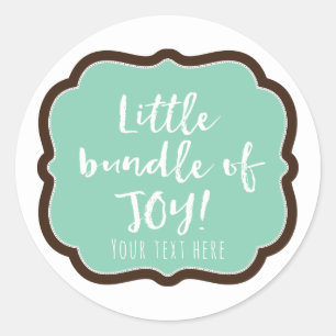 Mint- och chokladbrun Knippe Glädje Babyshower Runt Klistermärke