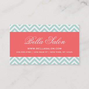 Mint och Coral Modern Chevron Rand Visitkort