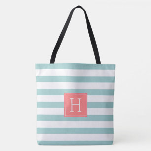 Mint och Coral Monogram Tygkasse