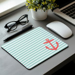 Mint och Coral Nautical Rand och Cute Anchor Musmatta<br><div class="desc">Vågrät Nautical Rand och Cute Anchor. Det här skulle göra en söt gåva till en sorteringsflicka!</div>