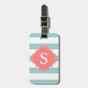 Mint och Coral Rand Monogram Bagagebricka