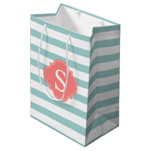Mint och Coral Rand Mönster Monogram