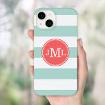 Mint och Coral Wide Rand Monogram<br><div class="desc">Modern Wide Rand med Anpassningsbar Monogram Design</div>