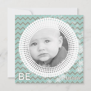 Mint och Grått - dina platta foto-kort i Baby Julkort
