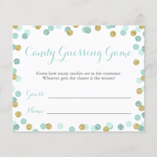 Mint och Guld Baby Shower Candy Guessing Game