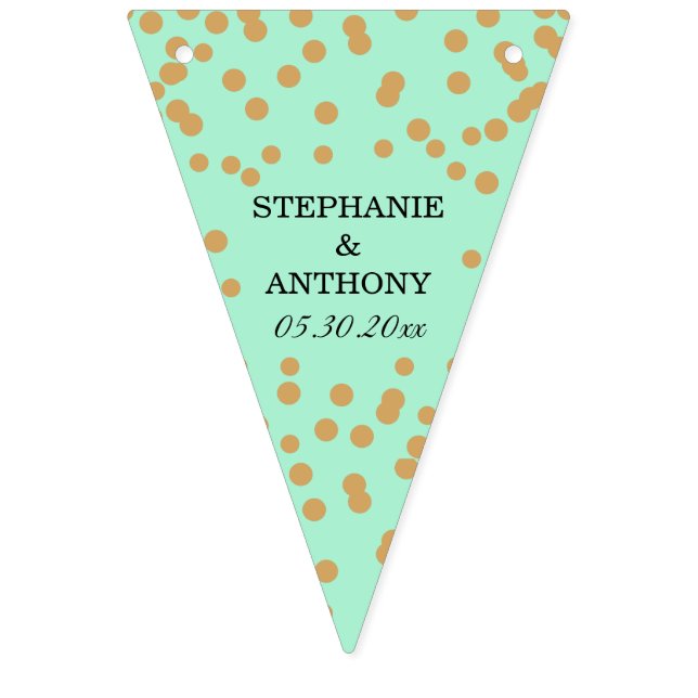 Mint och Guld Confetti Bröllop Vimplar (Sextonde flaggan)