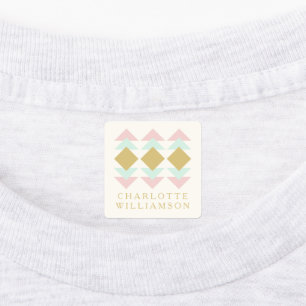 Mint och Guld Geometric Personlig Namn Klistermärke