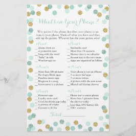 Mint och Guld Glitter What's in Your Mobil Game