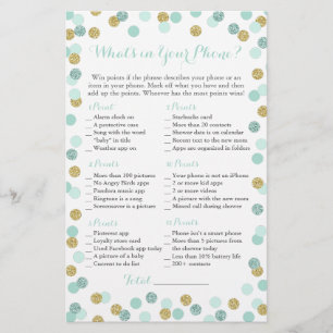 Mint och Guld Glitter What's in Your Mobil Game