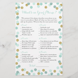 Mint och Guld Glitter What's in Your Mobil Game