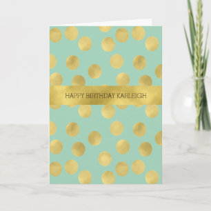 Mint och Guld Glitz Dots Birthday Kort