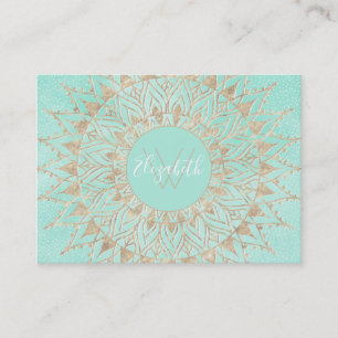 Mint och guld mandala visitkort