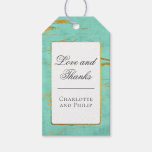 Mint och Guld Marble Mönster Tack Presentetikett
