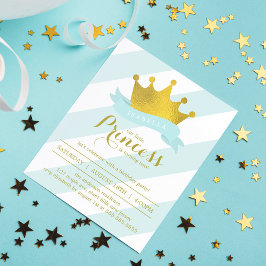 Mint och Guld Princess Födelsedagsfest Inbjudningar