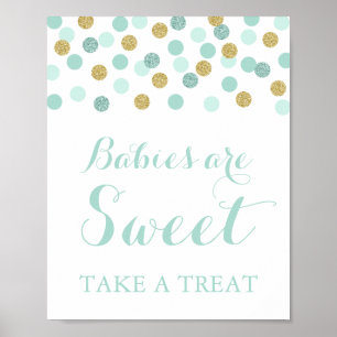 Mint och Guld Spädbarn är Sweet Ta ett Treat-tecke Poster