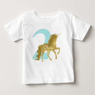 Mint och Guld Unicorn Milestone Birthday T-shirt