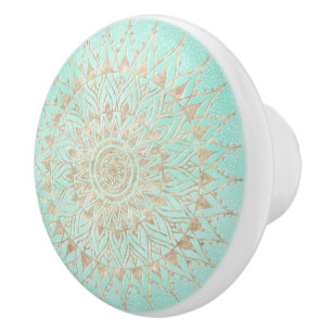 Mint- och guldmandala knopp