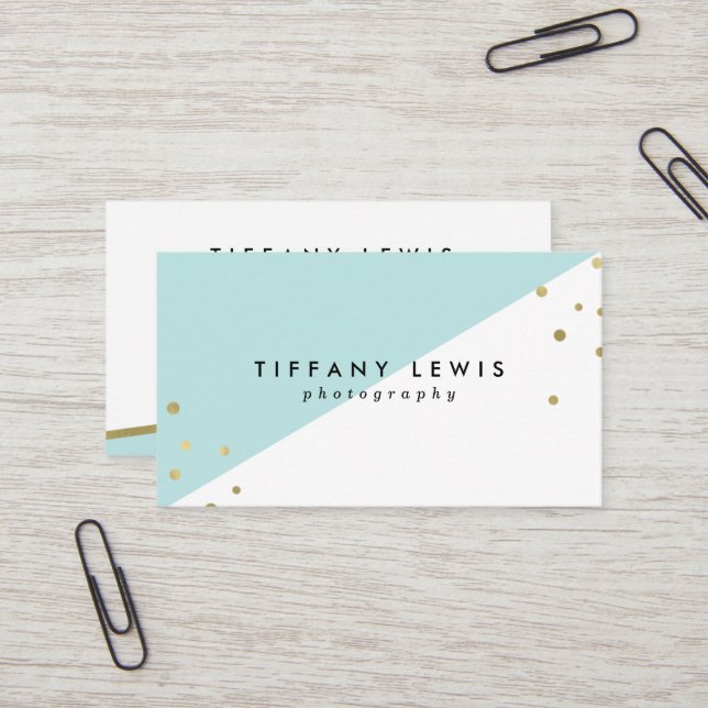 Mint- och guldvisitkortar visitkort (Fram/Back In Situ)