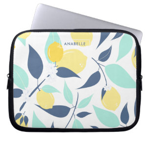 Mint och Gult Lemons Mönster Laptop Fodral