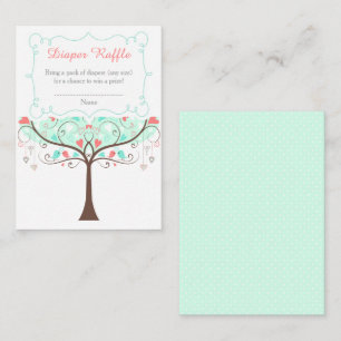 Mint- och korallblommig baby shower blöjtävling tilläggskort