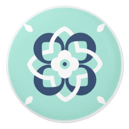 Mint och Mörk blått Interwoven Flower Mönster Knopp