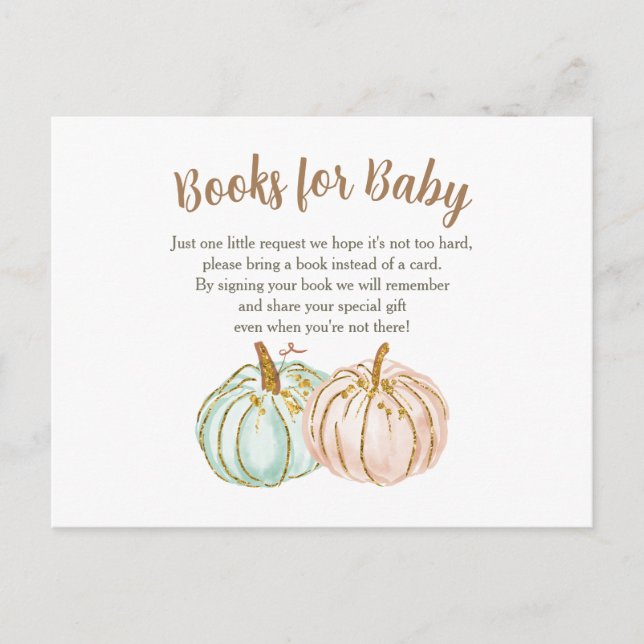 Mint och Peach Pumpkin Baby Books infogad kort (Framsida)