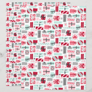 Mint och röda julpresenter Scrapbookpapper