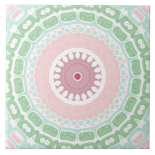 Mint och Rosa Dekorativ Mandala Kakelplatta