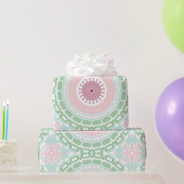 Mint och rosa modern mandala-mönster presentpapper (Festgåvor)