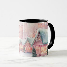 Mint och Rosa Mysigt julmarknad - vinterscenen Mugg