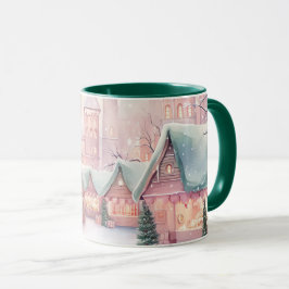 Mint och Rosa Mysigt julmarknad - vinterscenen Mugg