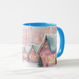 Mint och Rosa Mysigt julmarknad - vinterscenen Mugg