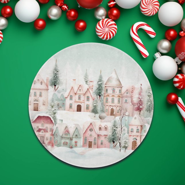 Mint och Rosa Mysigt Watercolor Winter Scene (Skapare uppladdad)