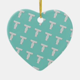 Mint och Rosa Silver Brev T Julgransprydnad Keramik