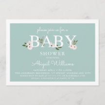 Mint- och rosablommigtbaby shower