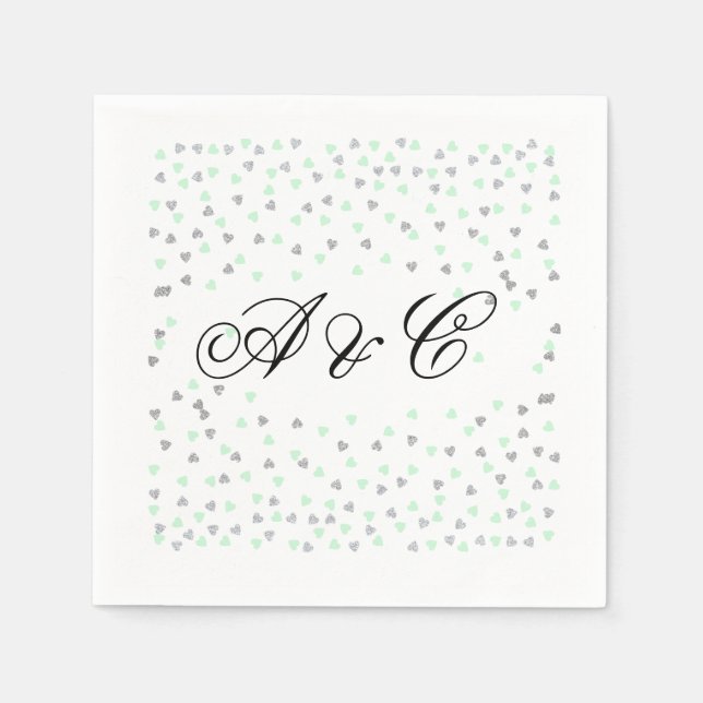 Mint och Silver Party Napkins Pappersservett (Framsidan)