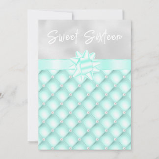Mint- och silvertofsade pärlor Sweet Sixteen Inbjudningar