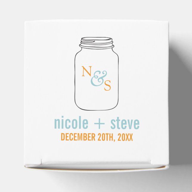 Mint och Tangerine Mason Burk Monogram Bröllop Presentaskar (Överdel)