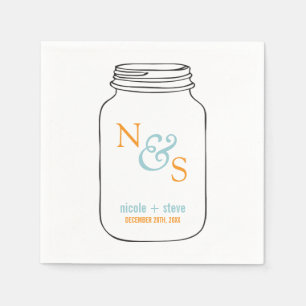 Mint och Tangerine Mason Burk Monogrammed Bröllop Pappersservett