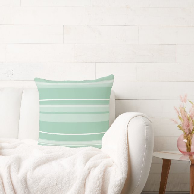 Mint och White Banded Rand Kudde (Soffa)