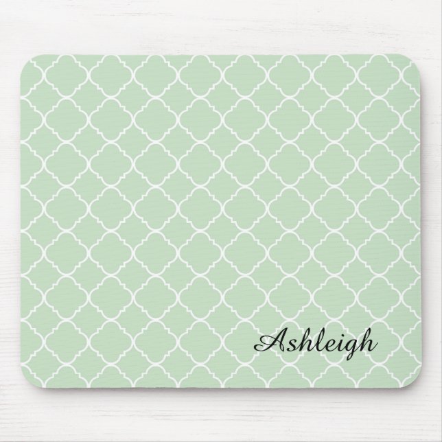 Mint och White Quatrefoil Musmatta (Framsidan)