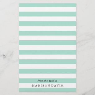Mint och White Rand Personlig Stationery Brevpapper