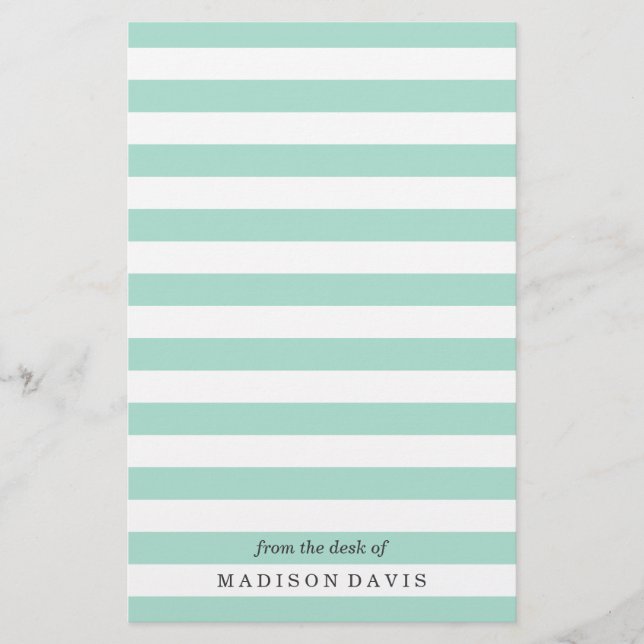 Mint och White Rand | Personlig Stationery Brevpapper (Framsida)