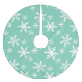 Mint och White Snöflingor Julgransmatta Borstad Polyester