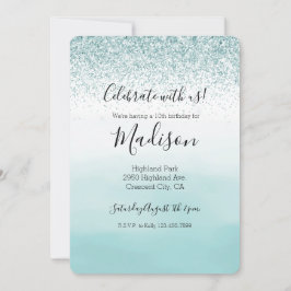 Mint Ombre Glitter Inbjudningar