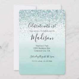 Mint Ombre Glitter Inbjudningar