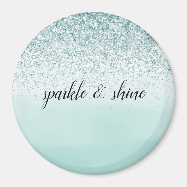 Mint Ombre Glitter personlig Magnet (Framsidan)